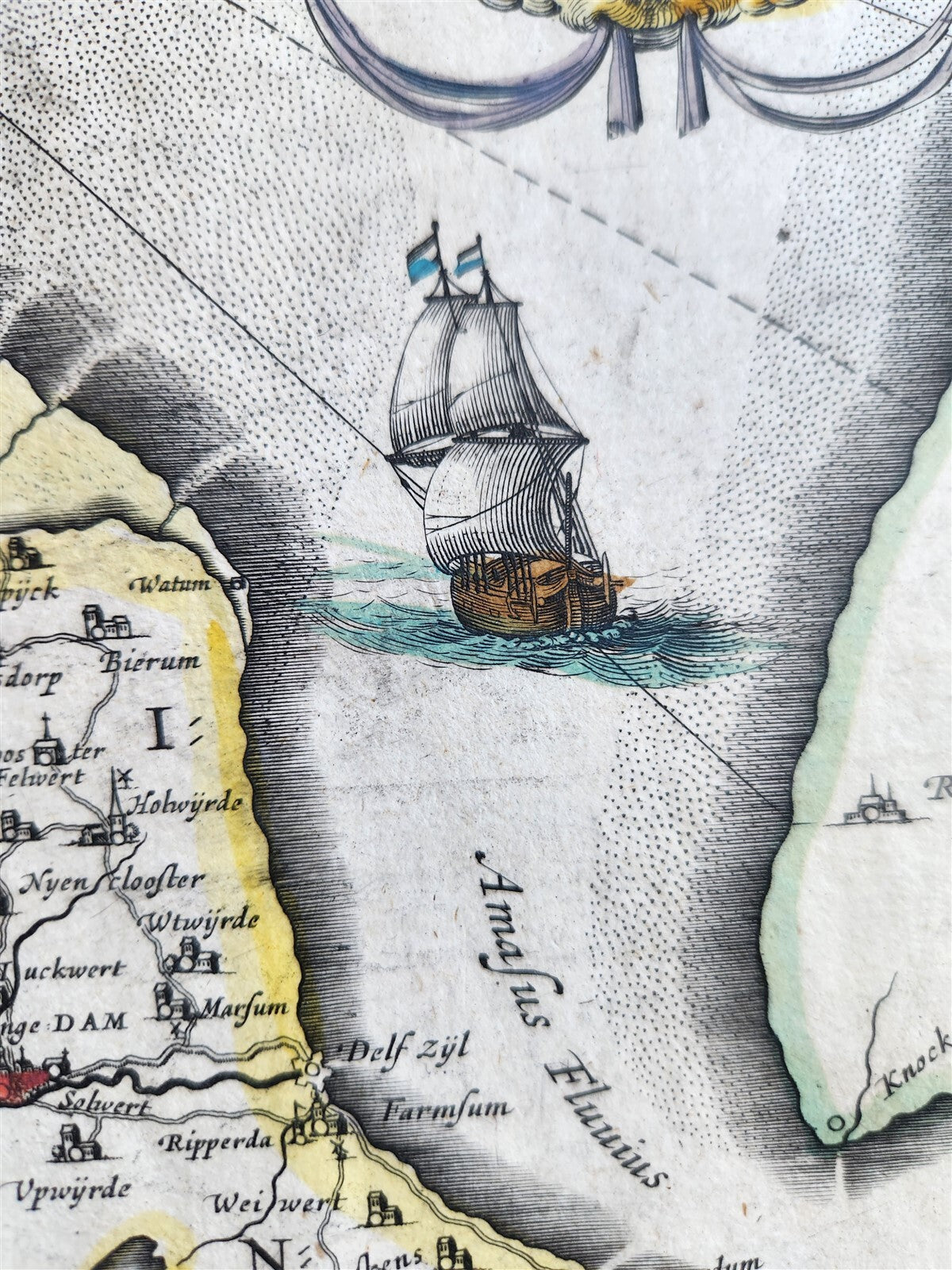 1640 FRIESLAND GRONINGEN NETHERLANDS MAP by WILLEM BLAEU antique AUTHENTIC