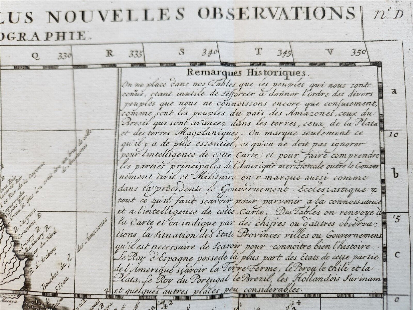 1730s MAP of SOUTH AMERICA antique 21 by 24.5"