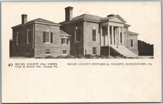 DOYLESTOWN PA BUCKS CO. HISTORICAL SOCIETY ARNOLD BROTHERS ANTIQUE POSTCARD