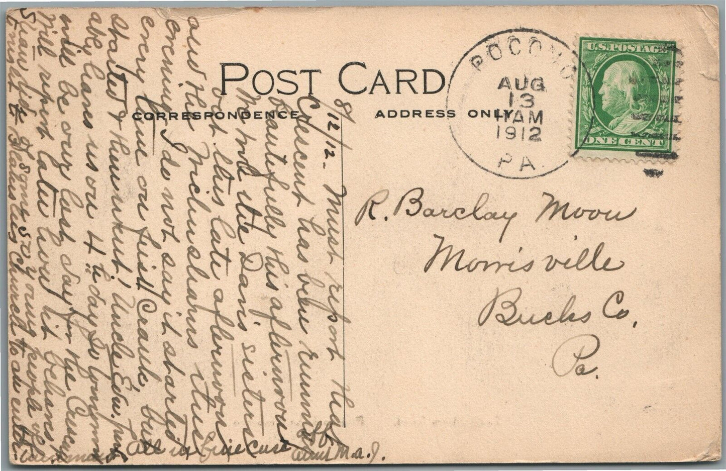 POCONO LAKE PRESERVE PA SOUTH SHORE ROAD ANTIQUE POSTCARD