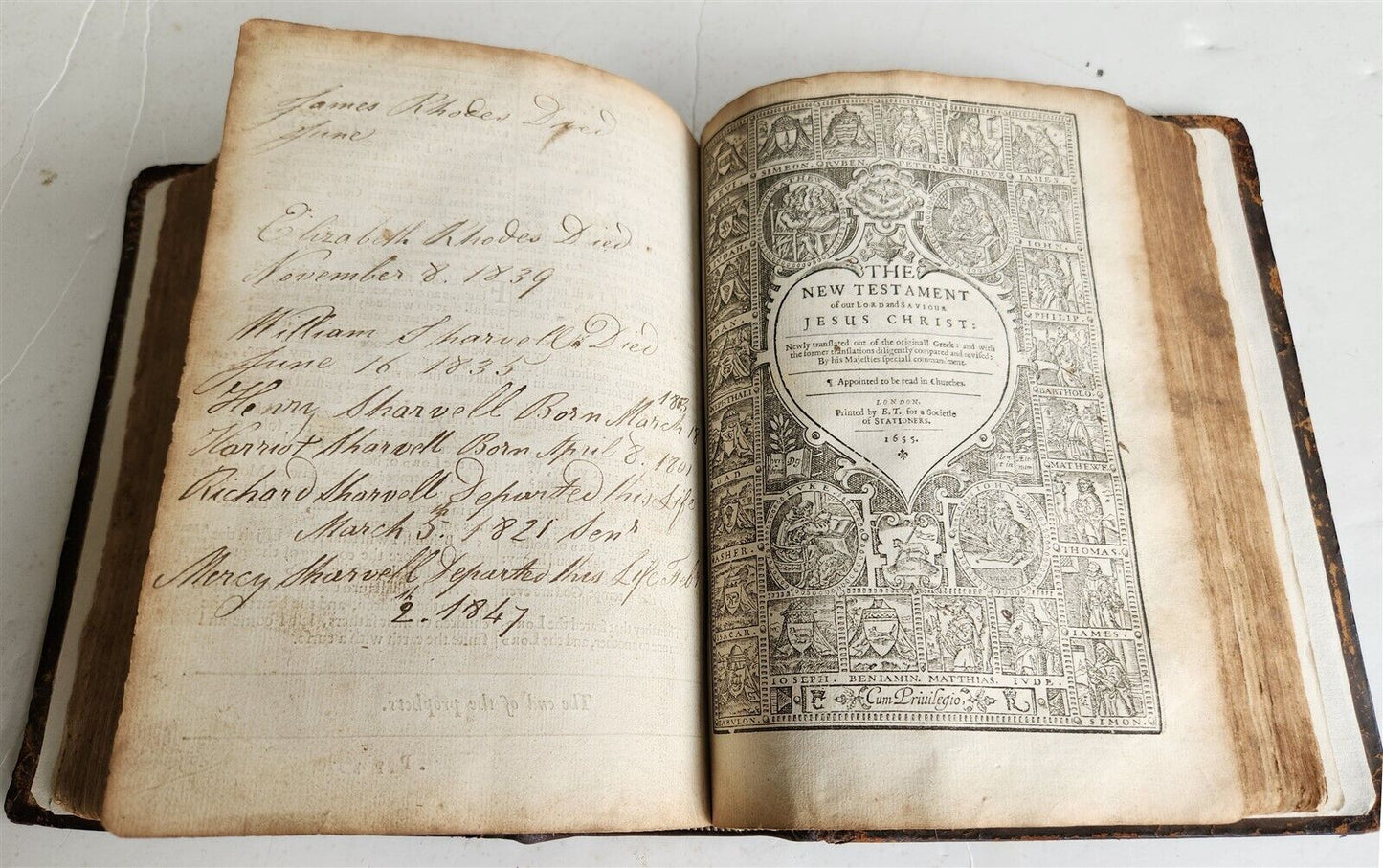 1655 BIBLE in ENGLISH OLD & NEW TESTAMENT antique LONDON KING JAMES