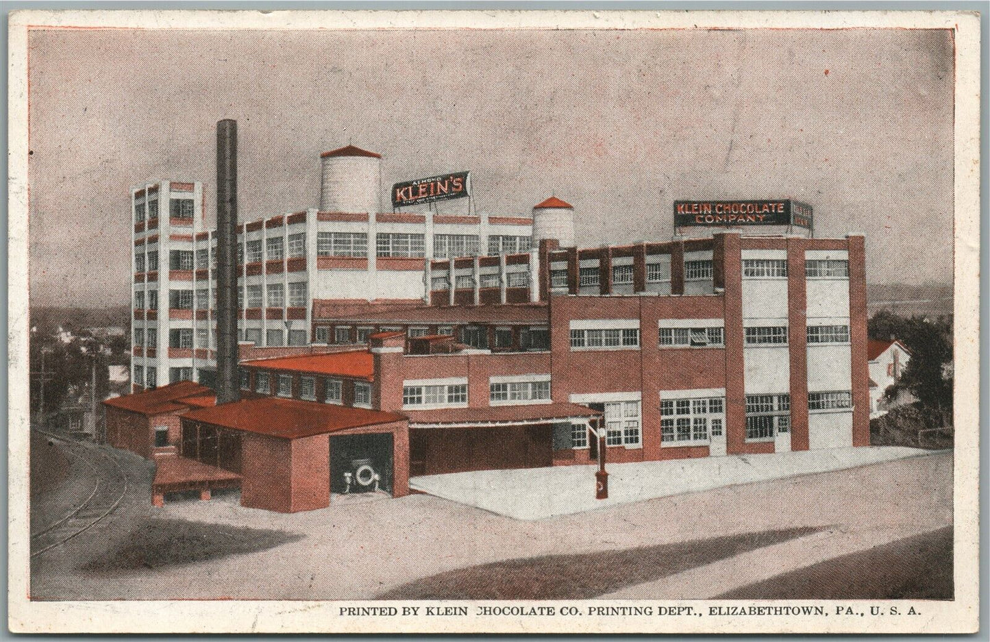 ELIZABETHTOWN PA KLEIN CHOCOLATE CO. PRINTING DEPT ANTIQUE POSTCARD