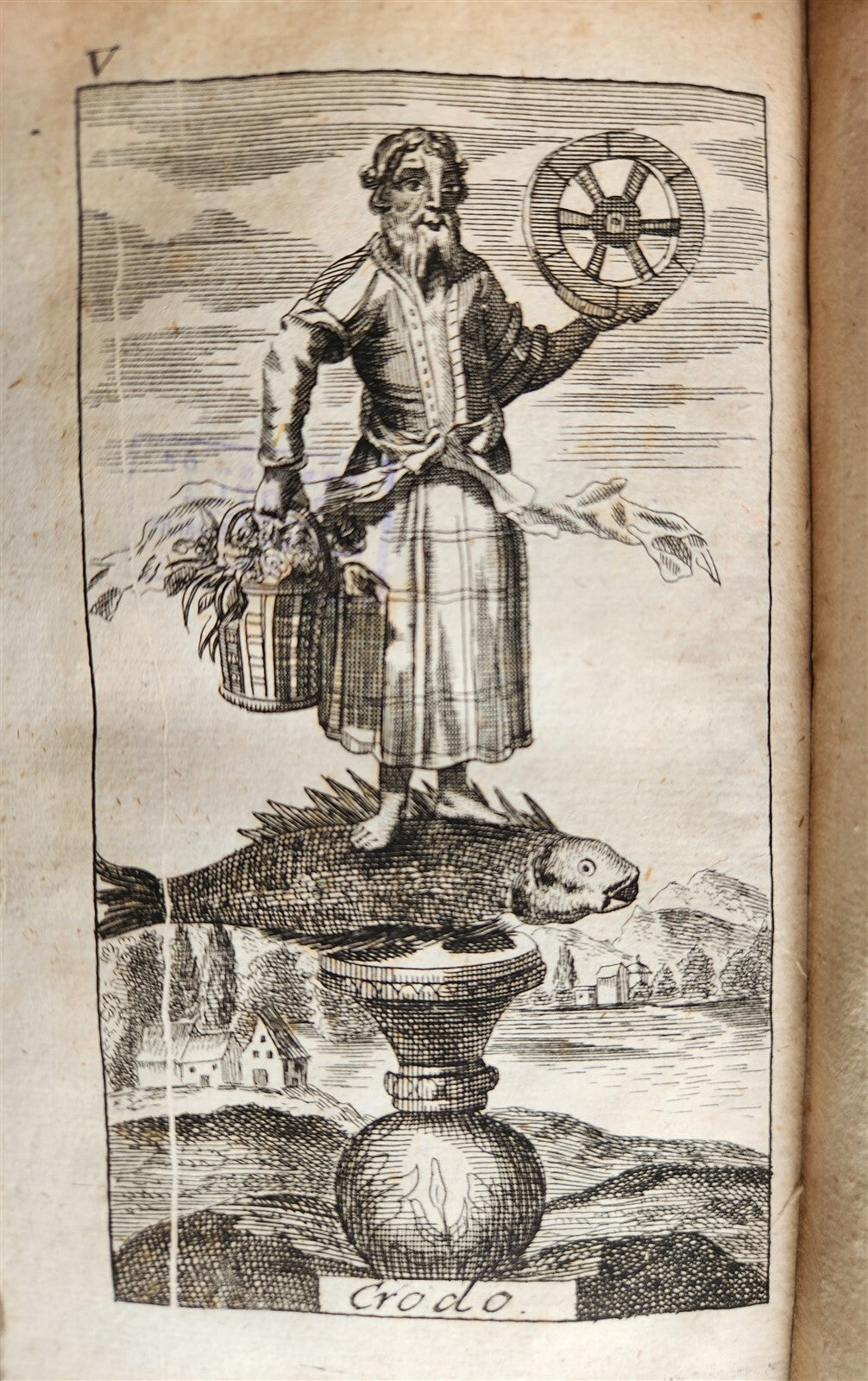 1728 MYTHOLOGY ILLUSTRATED GERMAN GODS ANTIQUE vellum bound