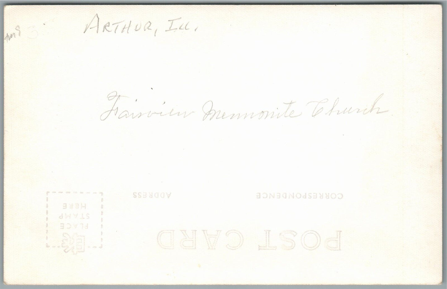 ARTHUR IL MENNONITE CHURCH VINTAGE REAL PHOTO POSTCARD RPPC