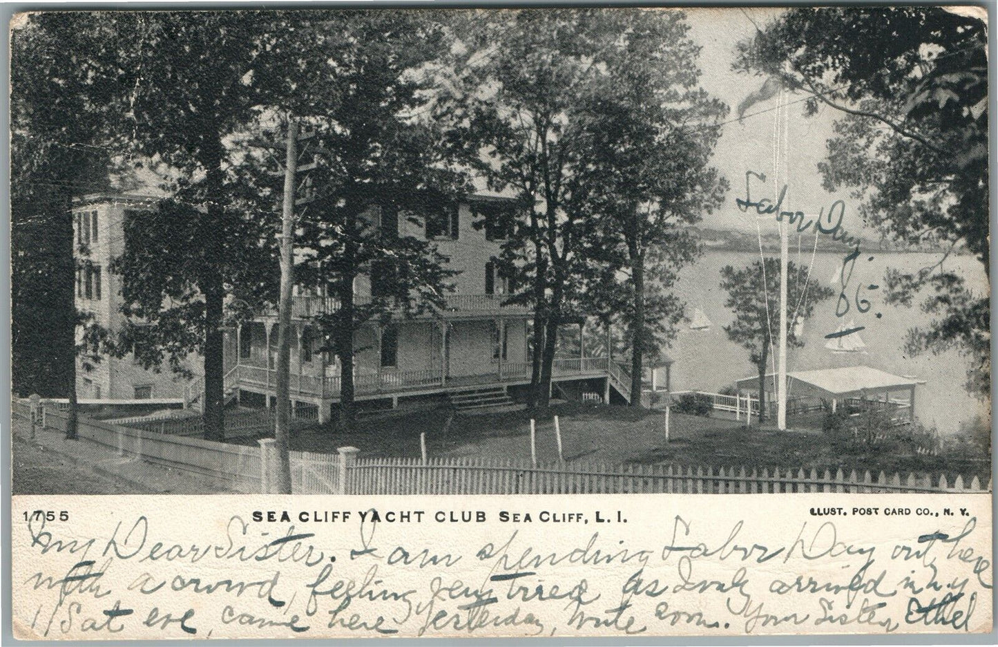 SEA CLIFF LI NY YACHT CLUB ANTIQUE POSTCARD