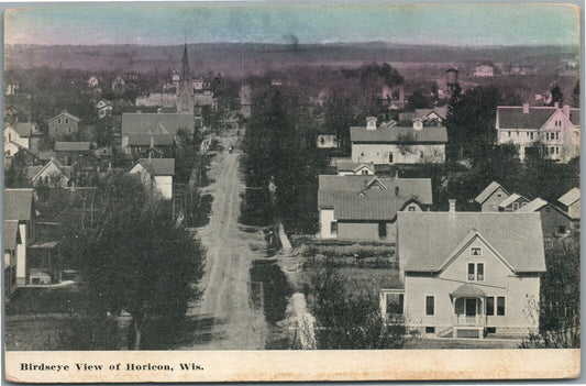 HORICON WI BIRDS EYE VIEW ANTIQUE POSTCARD