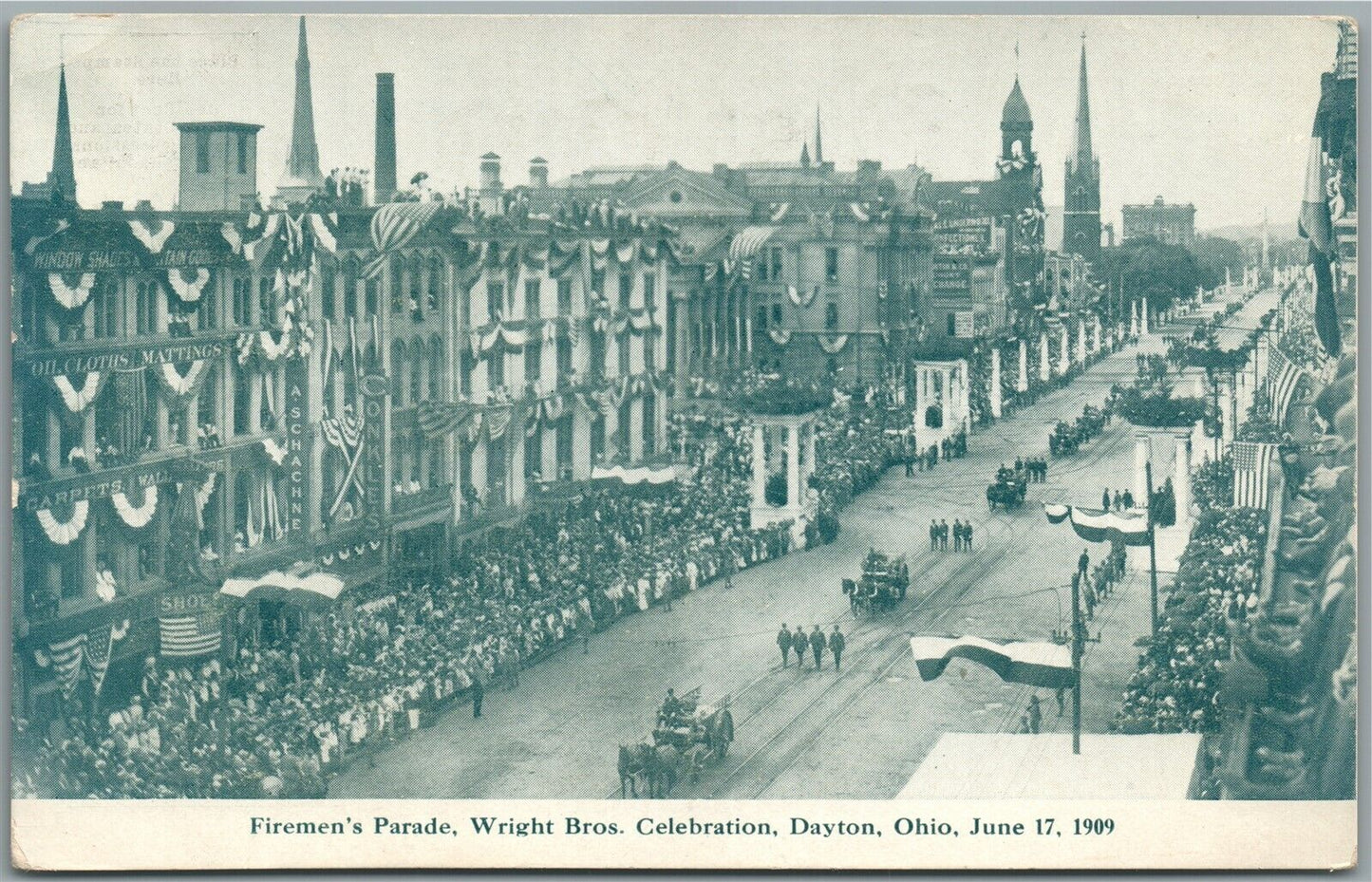 DAYTON OH FIREMEN'S PARADE ANTIQUE POSTCARD