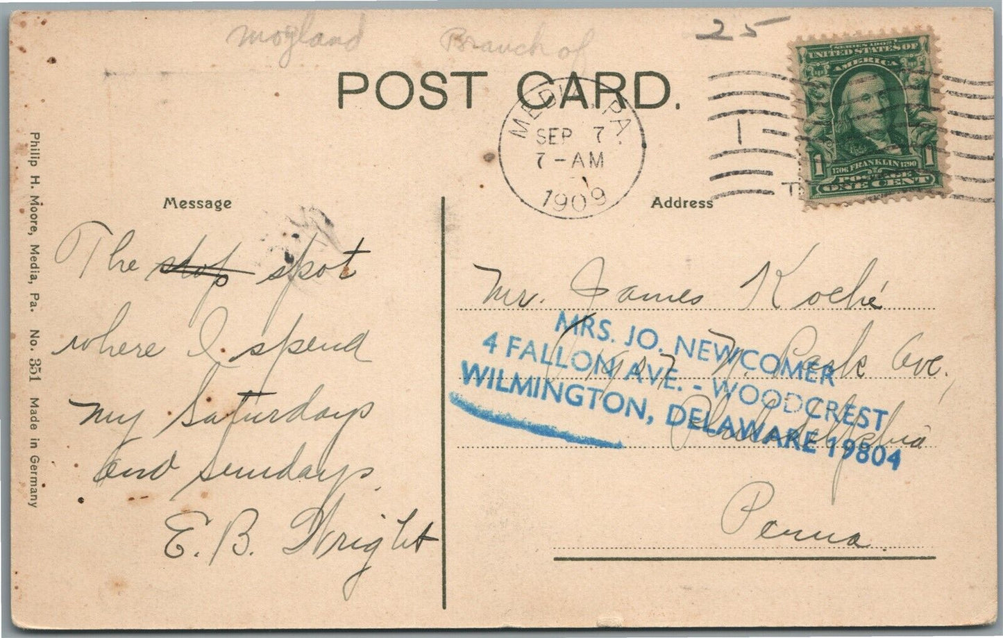 MOYLAN PA ROSE VALLEY FARM ANTIQUE POSTCARD