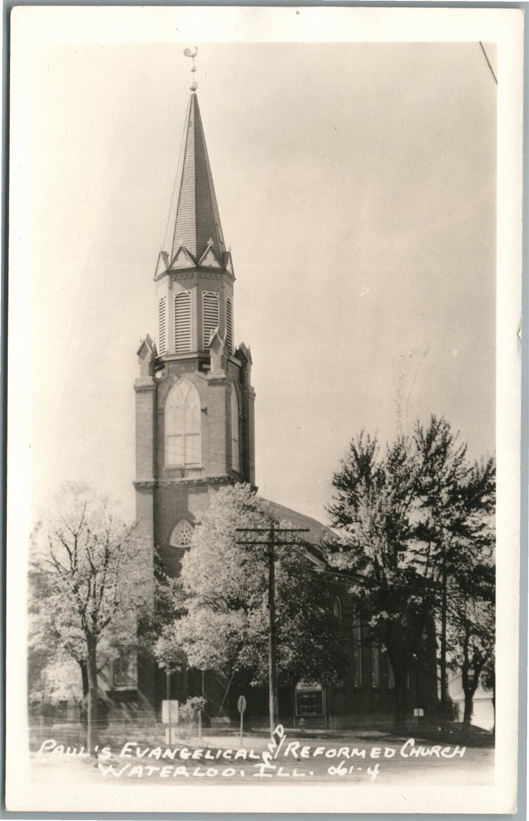 WATERLOO IL PAUL'S EVANGELICAL REFORMED CHURCH VINTAGE REAL PHOTO POSTCARD RPPC