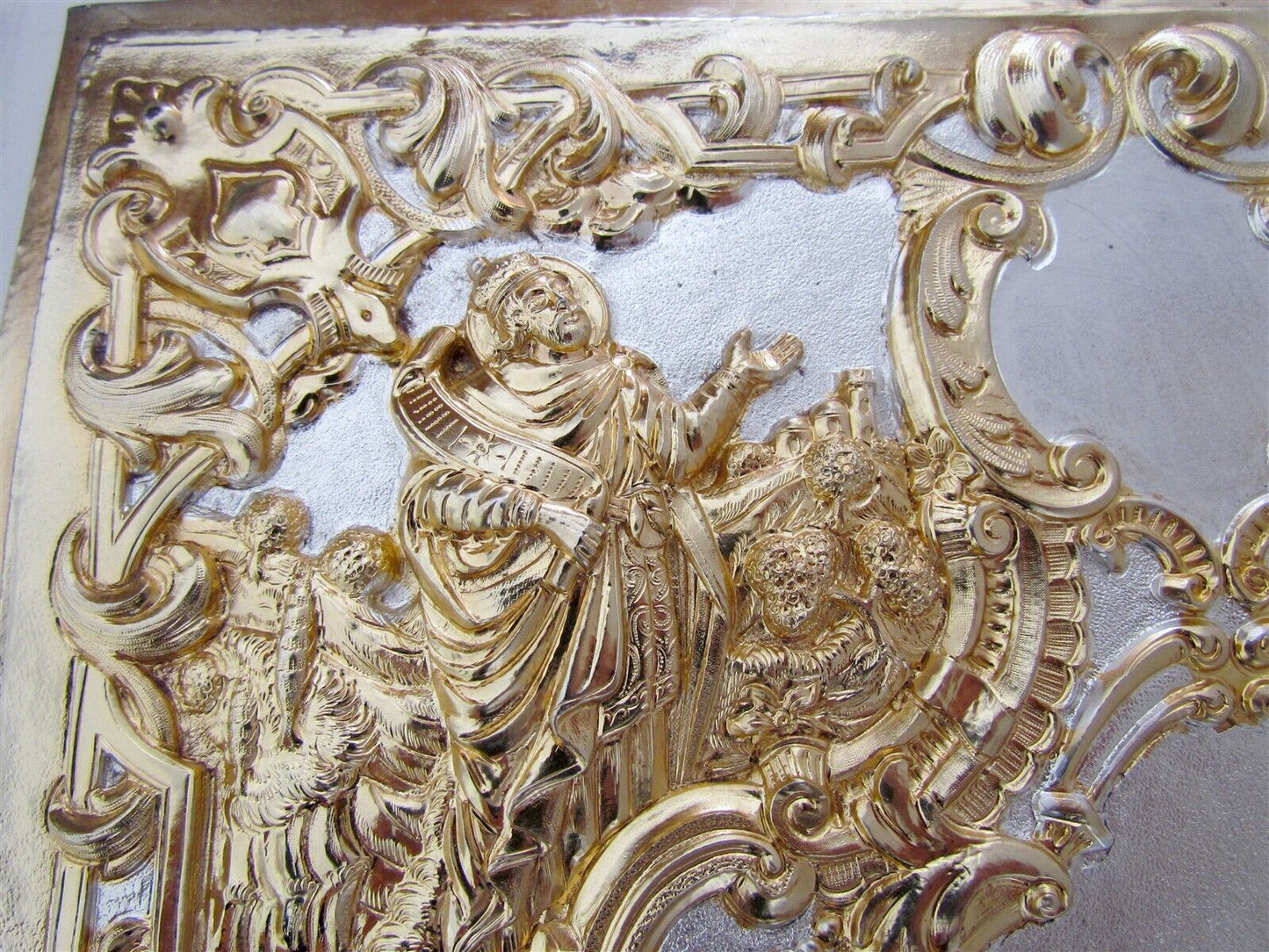 GREEK RUSSIAN ORTHODOX CHURCH GOSPEL GILT BRASS COVERS folio