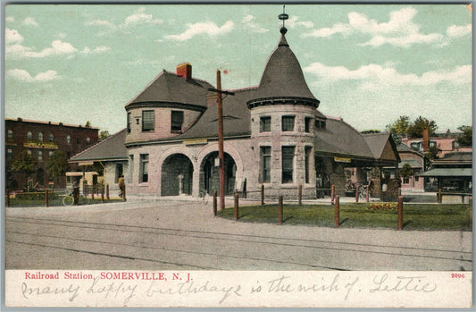 SOMERVILLE NJ RAILROAD STATION RAILWAY DEPOT ANTIQUE POSTCARD