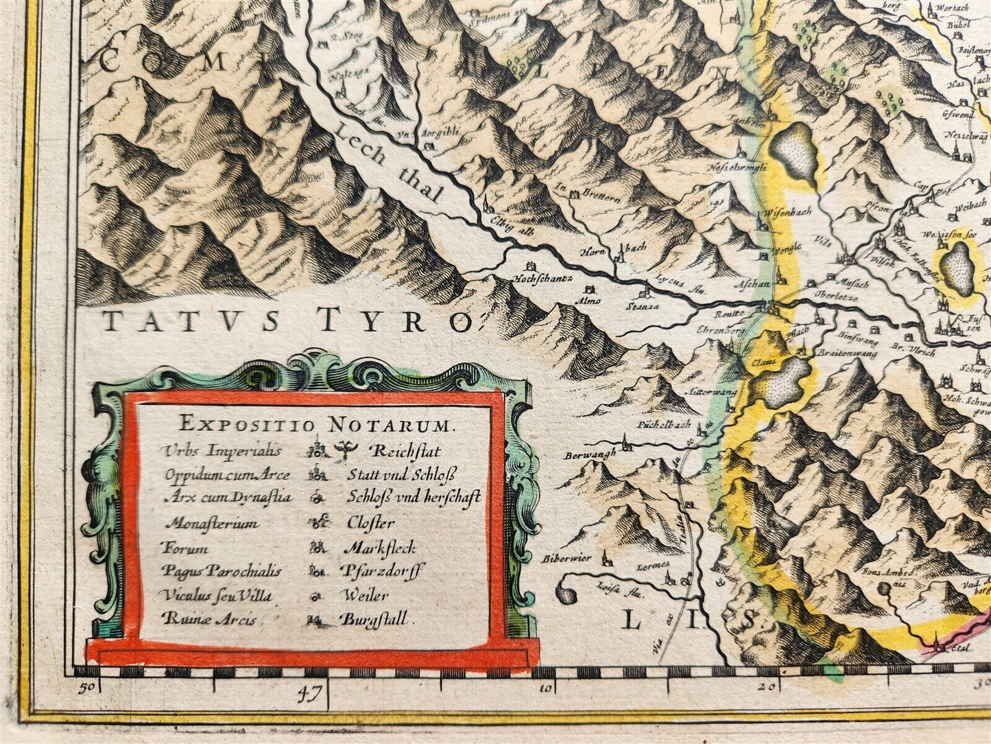 1640 MAP of GERMANY BAVARIA AUGSBURG by WILLEM BLAEU antique AUTHENTIC