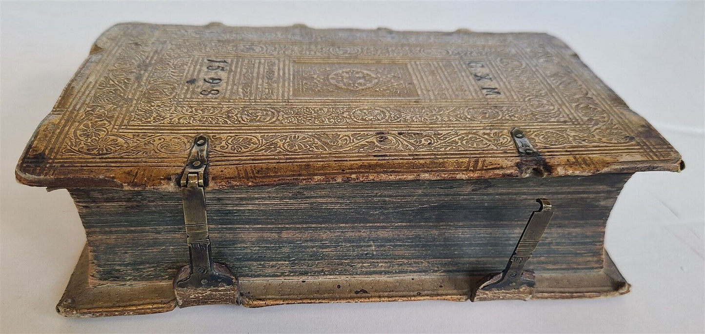 1594 CALLIGRAPHIA by Johannes Posselius antique PIGSKIN BINDING w/ CLASPS