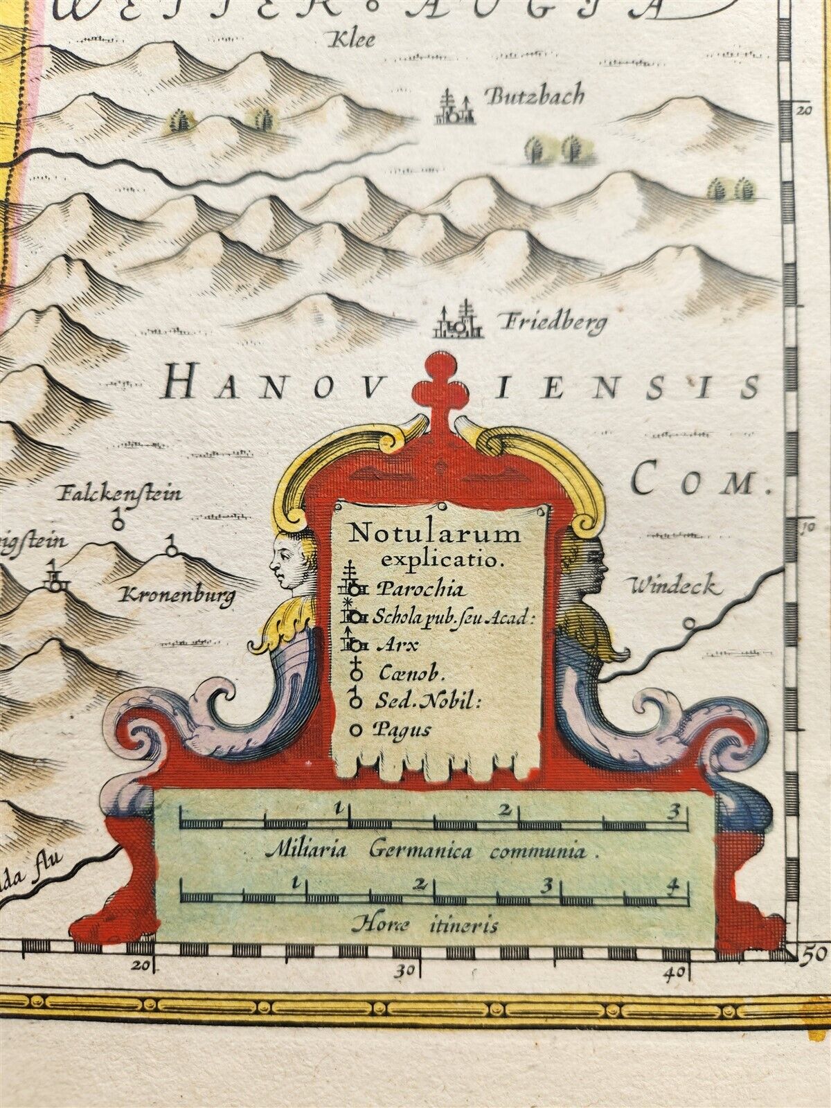 1640 MAP of GERMANY COUNTY of NASSAU by WILLEM BLAEU antique AUTHENTIC