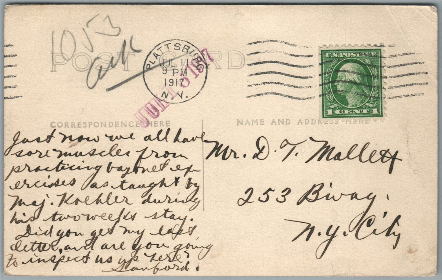 US MILITARY RIFLE EXERCISES MAJOR KOEHLER WWI ANTIQUE REAL PHOTO POSTCARD RPPC