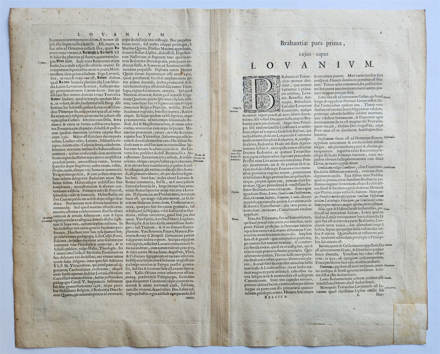 1640 Brabant Leuven BELGIUM MAP by WILLEM BLAEU antique AUTHENTIC hand colored