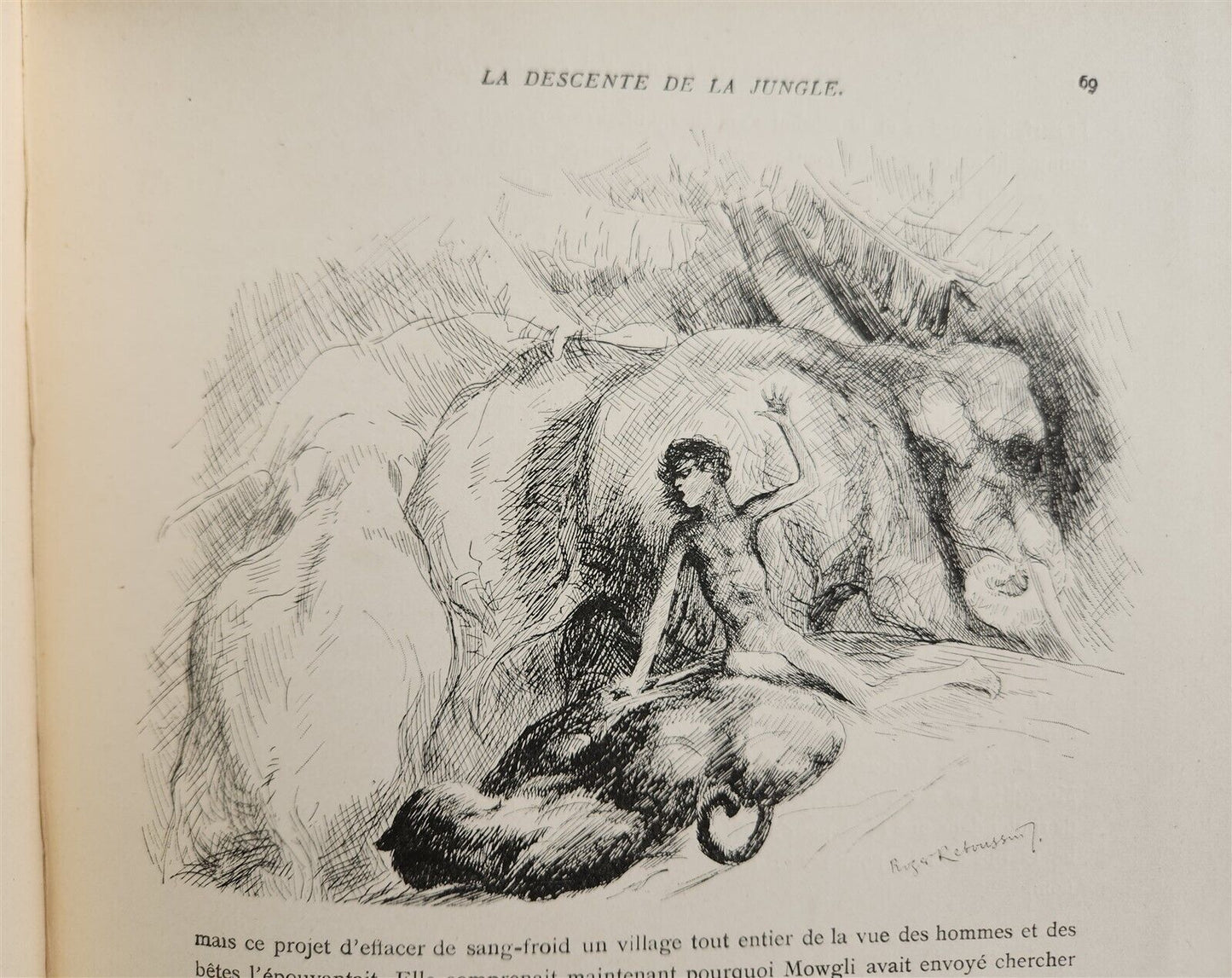 1925-1938 JUNGLE BOOK by KIPLING antique 2 VOLS ILLUSTRATED by Roger Reboussin