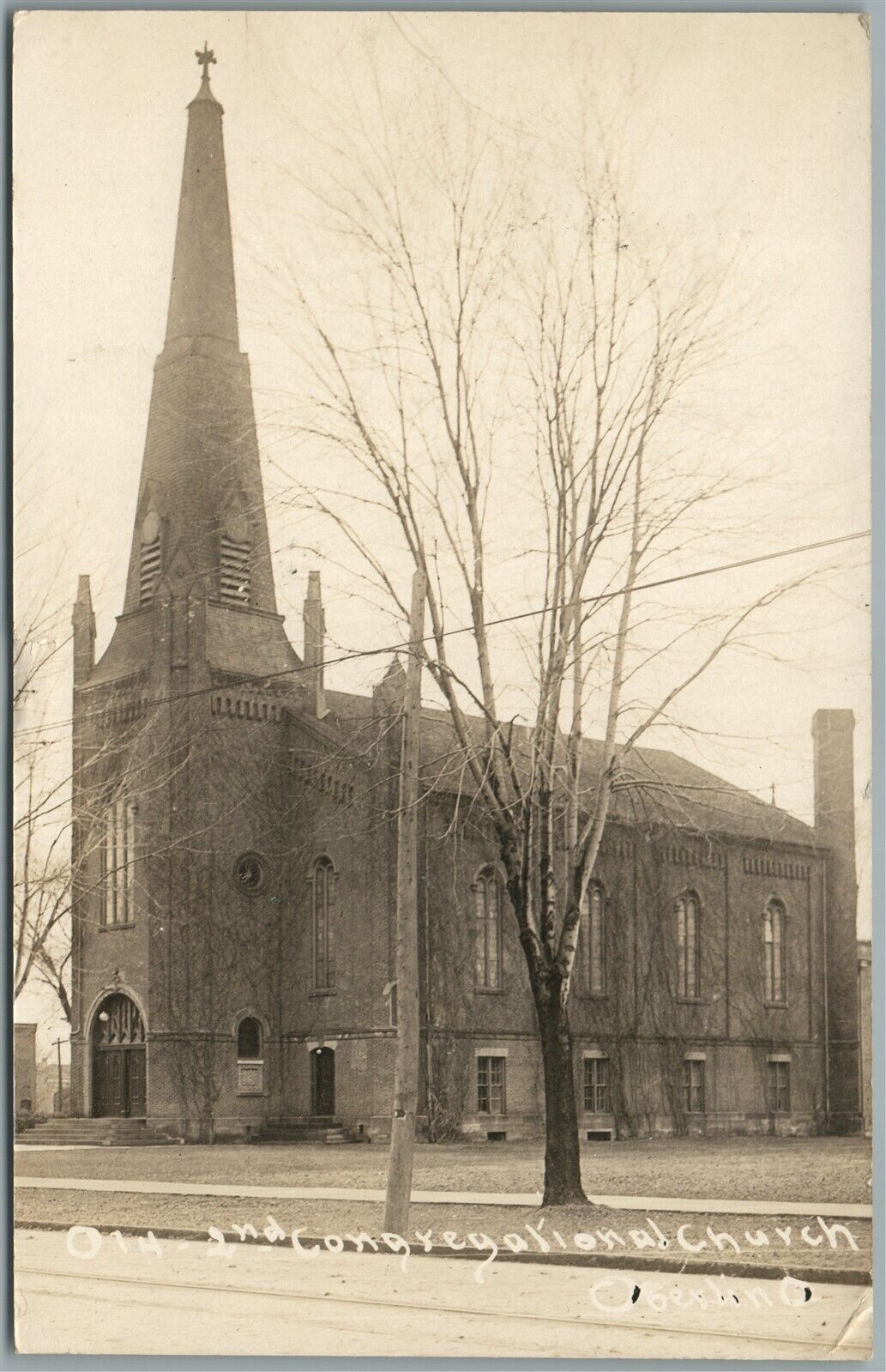 OBERLIN OH CHURCH ANTIQUE REAL PHOTO POSTCARD RPPC
