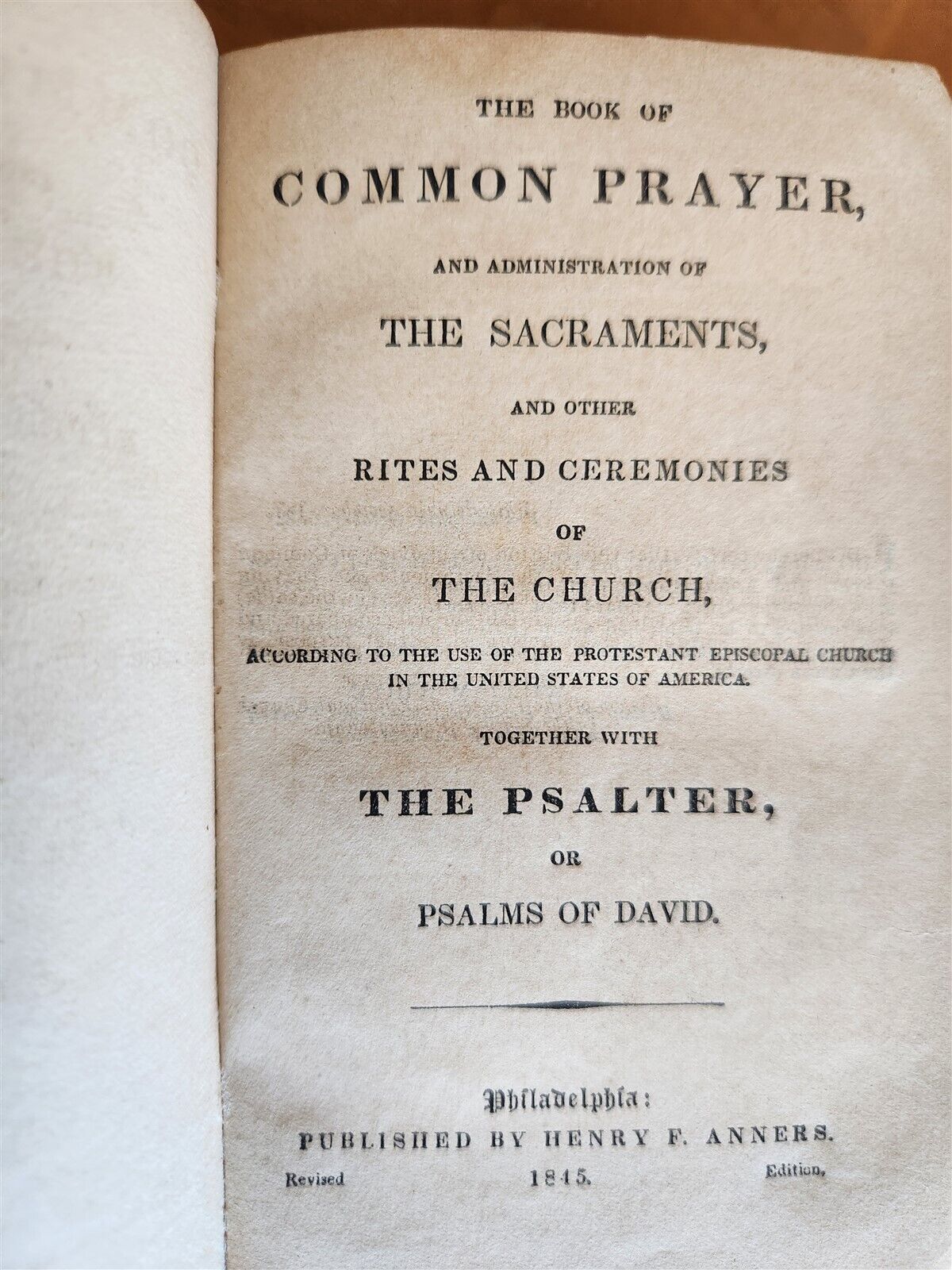 1845 BOOK of COMMON PRAYER w/PSALTER antique PHILADELPHIA Americana FINE BINDING