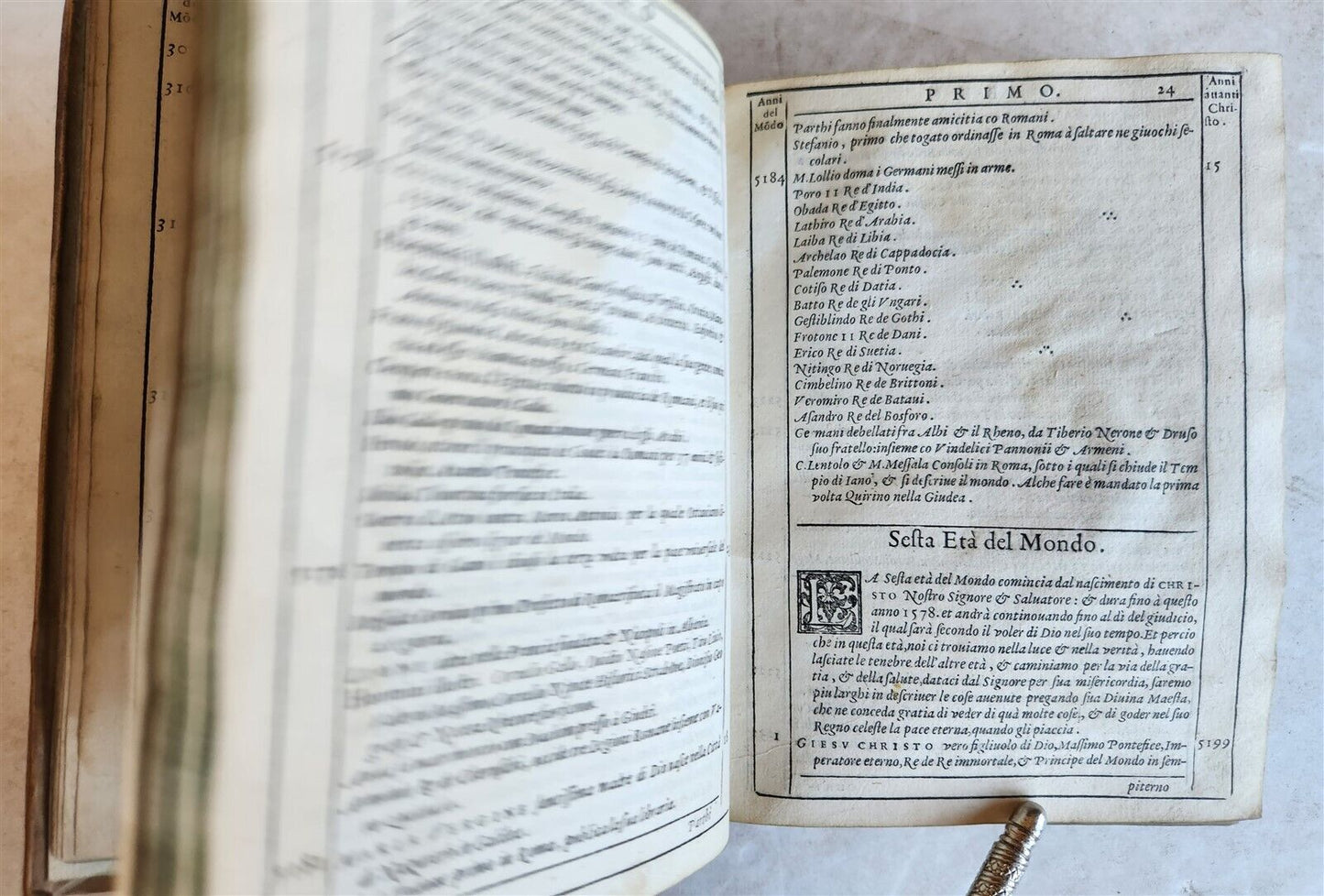 1580 CHRONOLOGY OF THE WORLD by F. SANSOVINO antique VELLUM BOUND