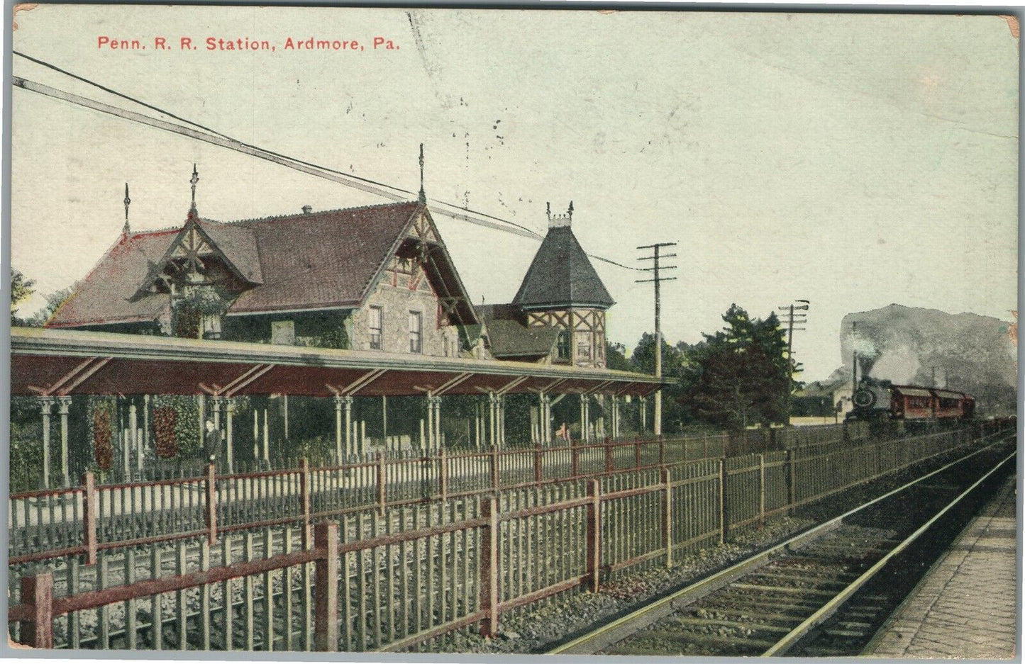 ARDMORE PA RAILROAD STATION RAILWAY DEPOT ANTIQUE POSTCARD