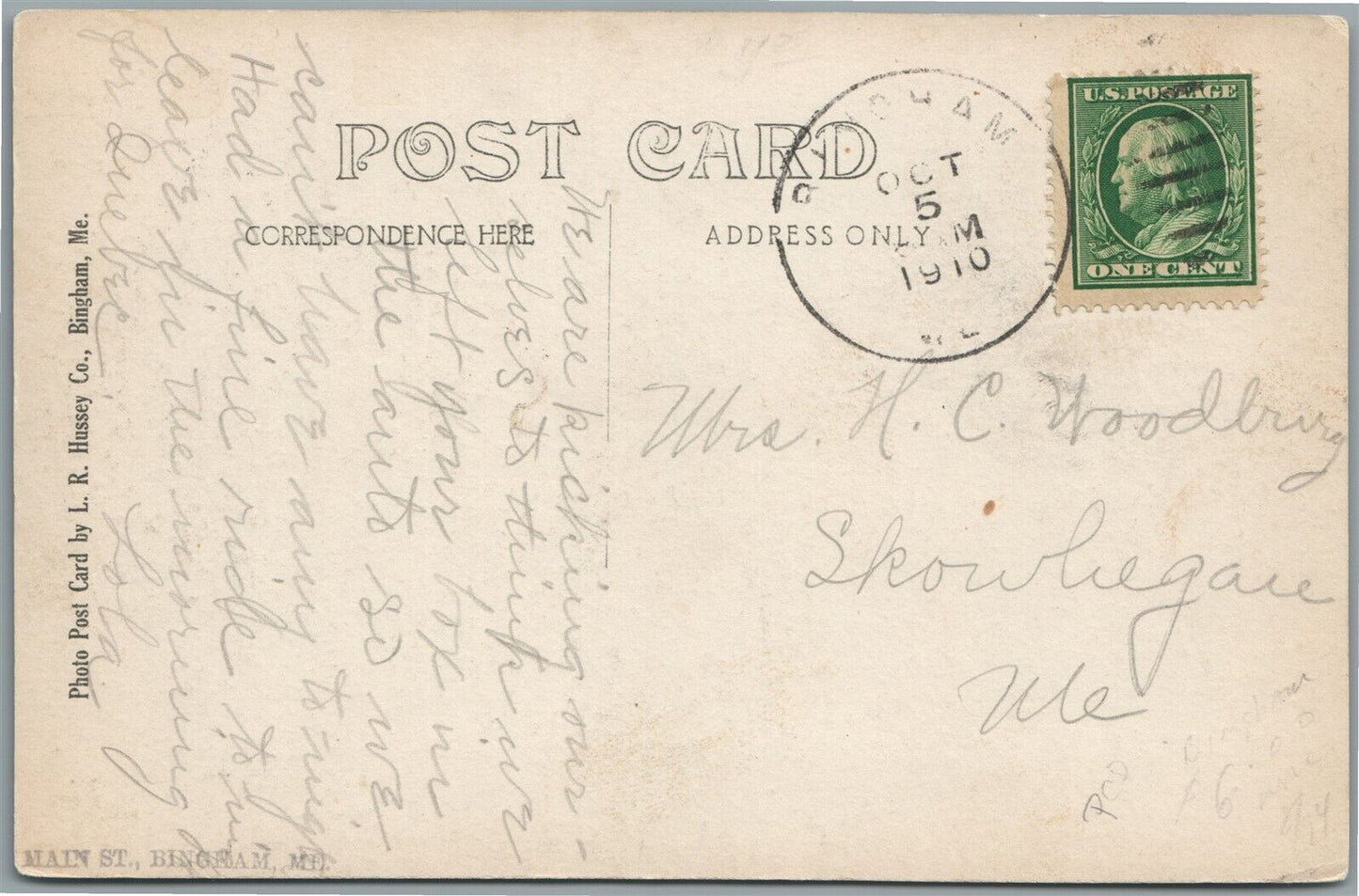 BINGHAM ME STREET SCENE ANTIQUE REAL PHOTO POSTCARD RPPC