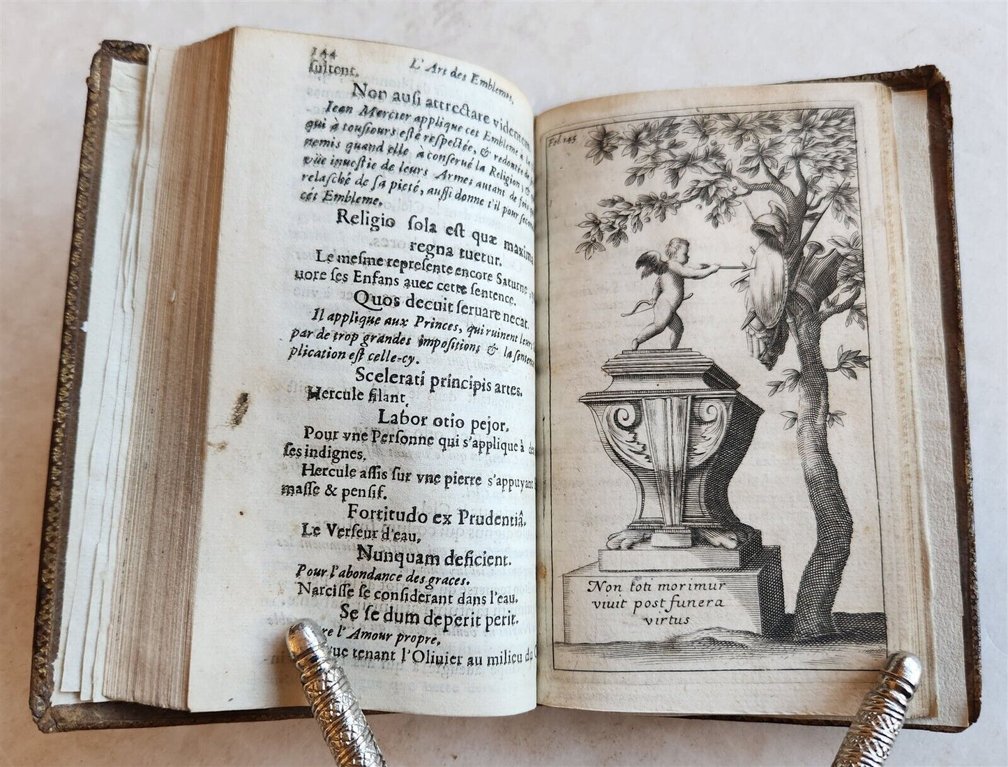 1662 ART OF EMBLEMS antique 17th CENTURY STUNNING BINDING illustrated