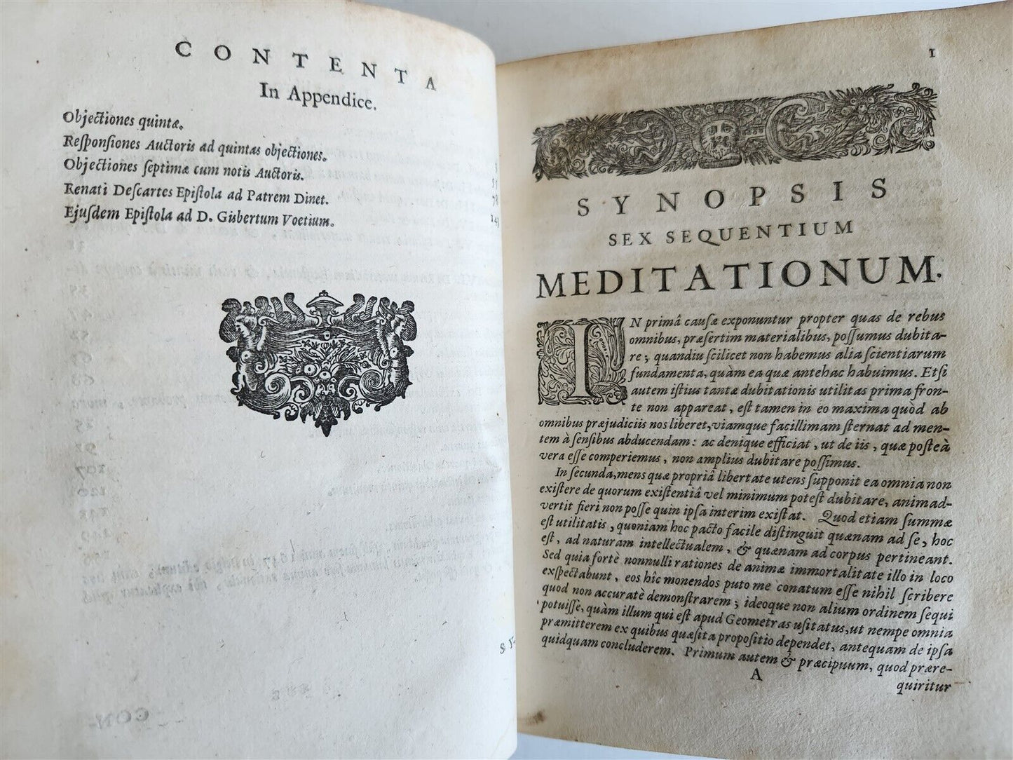 1678 RENE DESCARTES PHILOSOPHY antique VELLUM BOUND