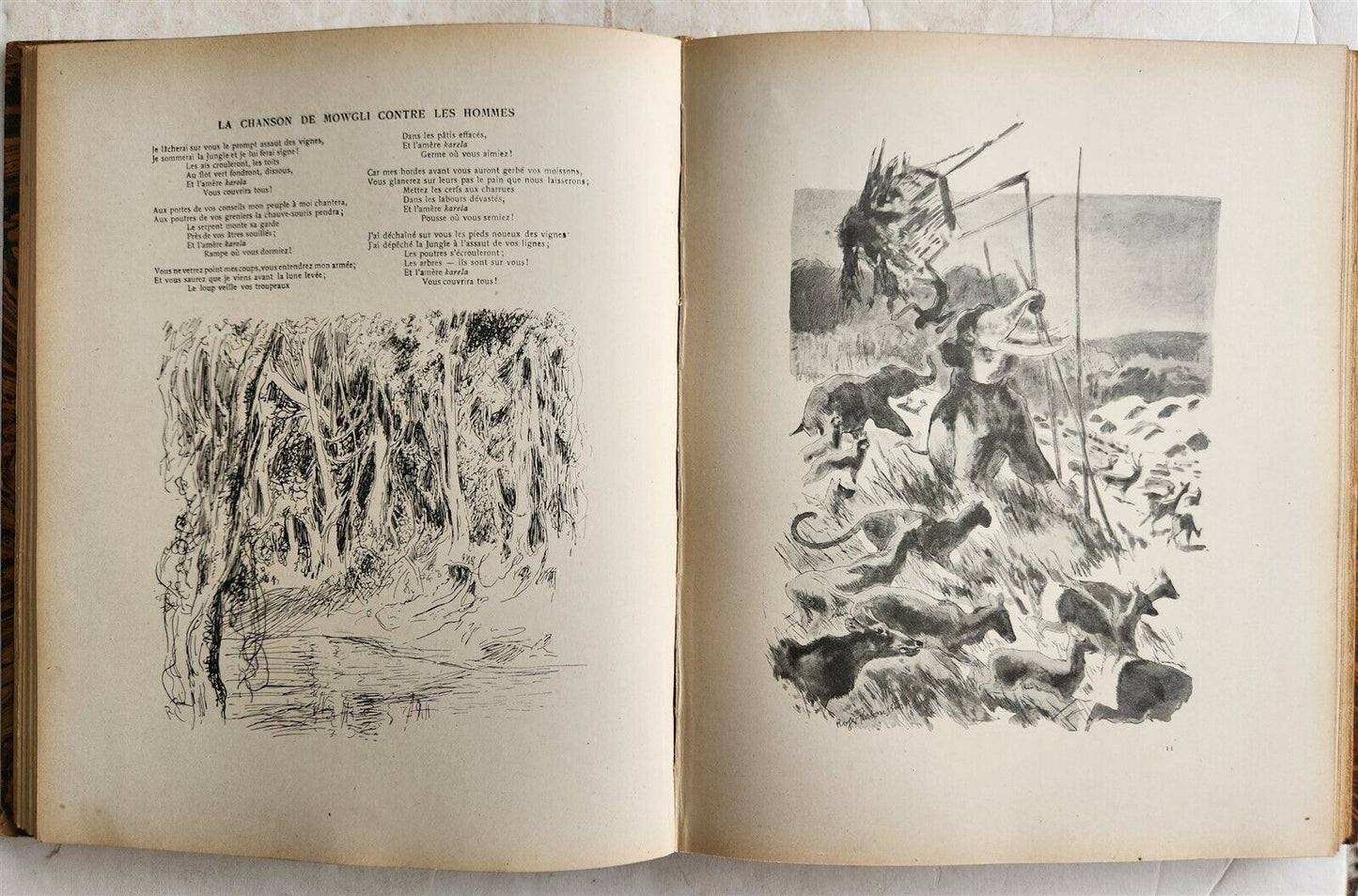 1925-1938 JUNGLE BOOK by KIPLING antique 2 VOLS ILLUSTRATED by Roger Reboussin