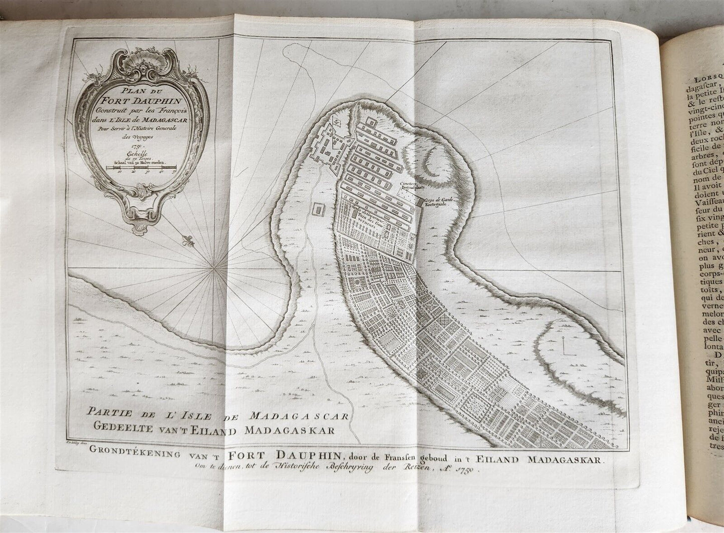 1755 TRAVELS TO EAST INDIES CEYLON antique Histoire generale des voyages ILLUSTR