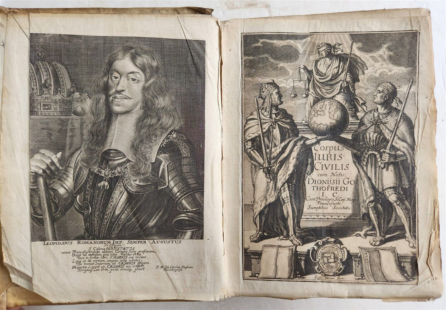 1663 CORPUS JURIS CIVILIS by Denis Godefroy antique VELLUM BINDING