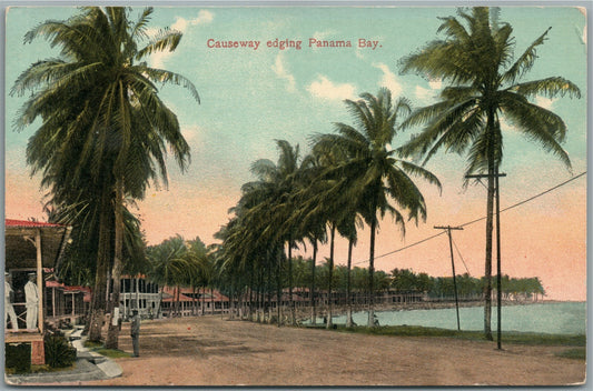 PANAMA BAY CAUSEWAY ANTIQUE POSTCARD
