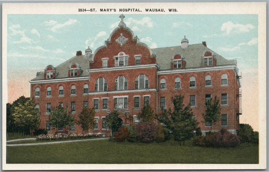 WAUSAU WI ST. MARY'S HOSPITAL ANTIQUE POSTCARD