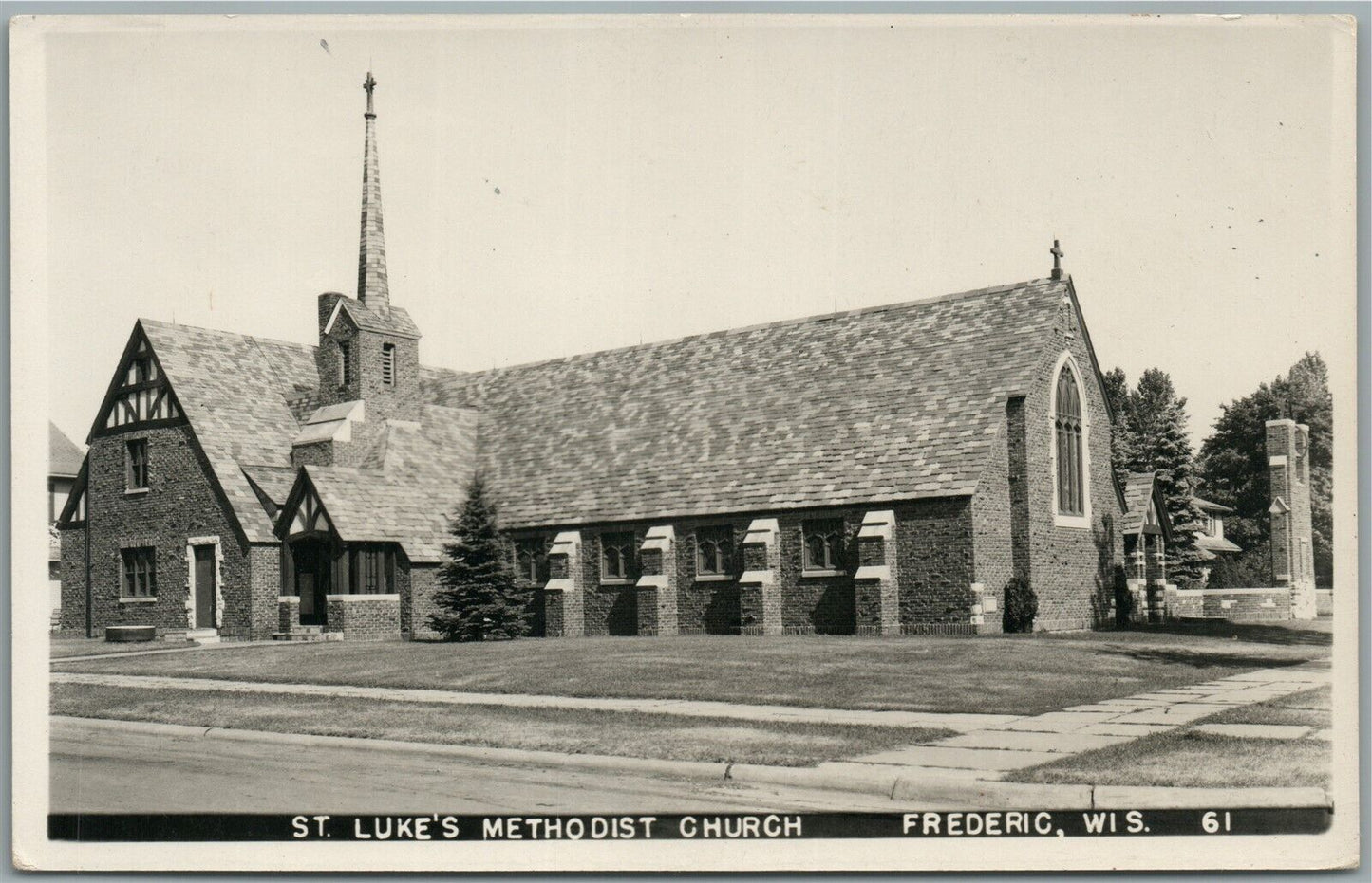 FREDERIC WI ST.LUKE'S METHODIST CHURCH ANTIQUE REAL PHOTO POSTCARD RPPC