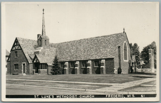 FREDERIC WI ST.LUKE'S METHODIST CHURCH ANTIQUE REAL PHOTO POSTCARD RPPC