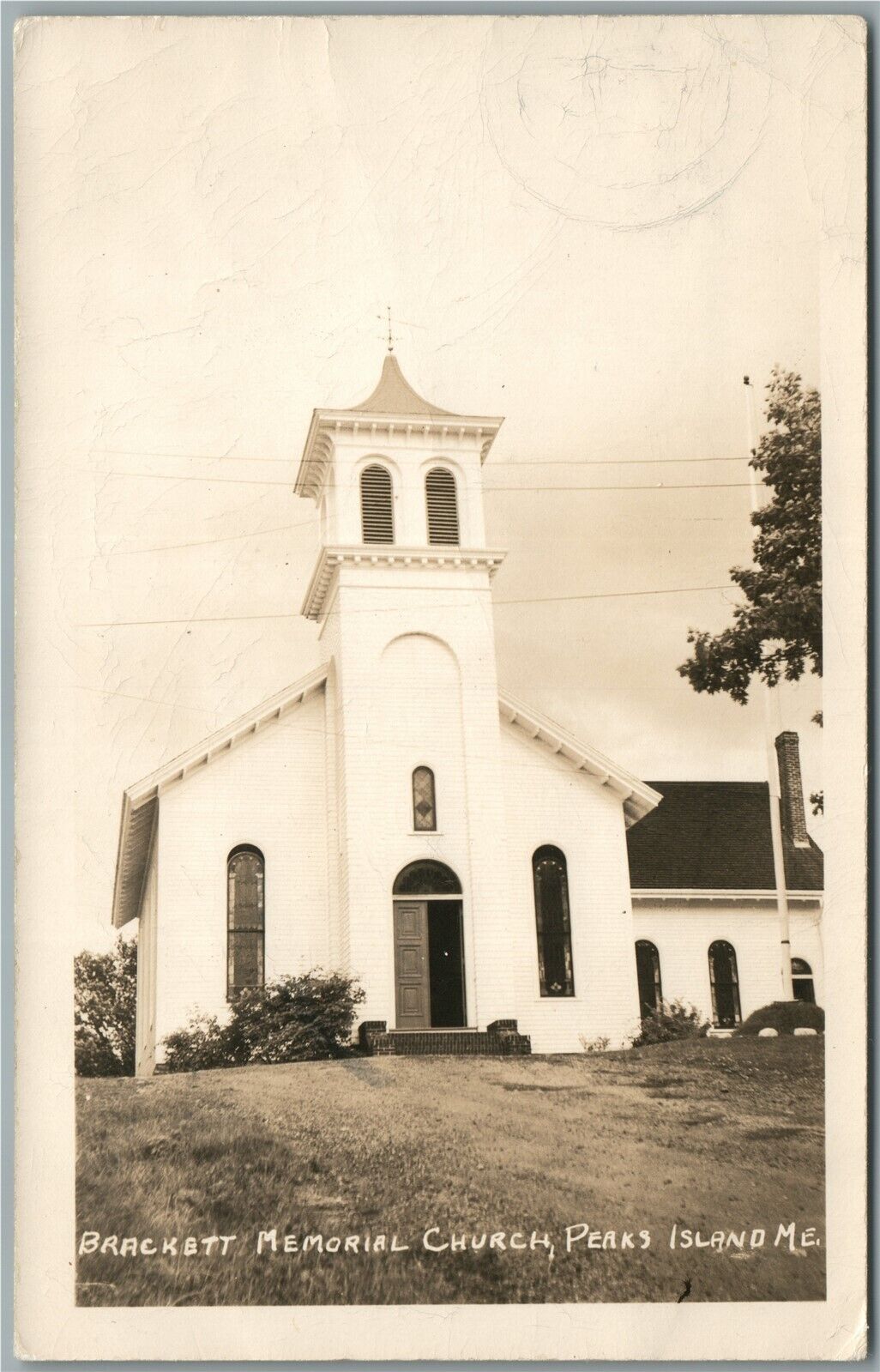 PEAKS ISLAND ME BRACKETT MEMORIAL CHURCH ANTIQUE REAL PHOTO POSTCARD RPPC