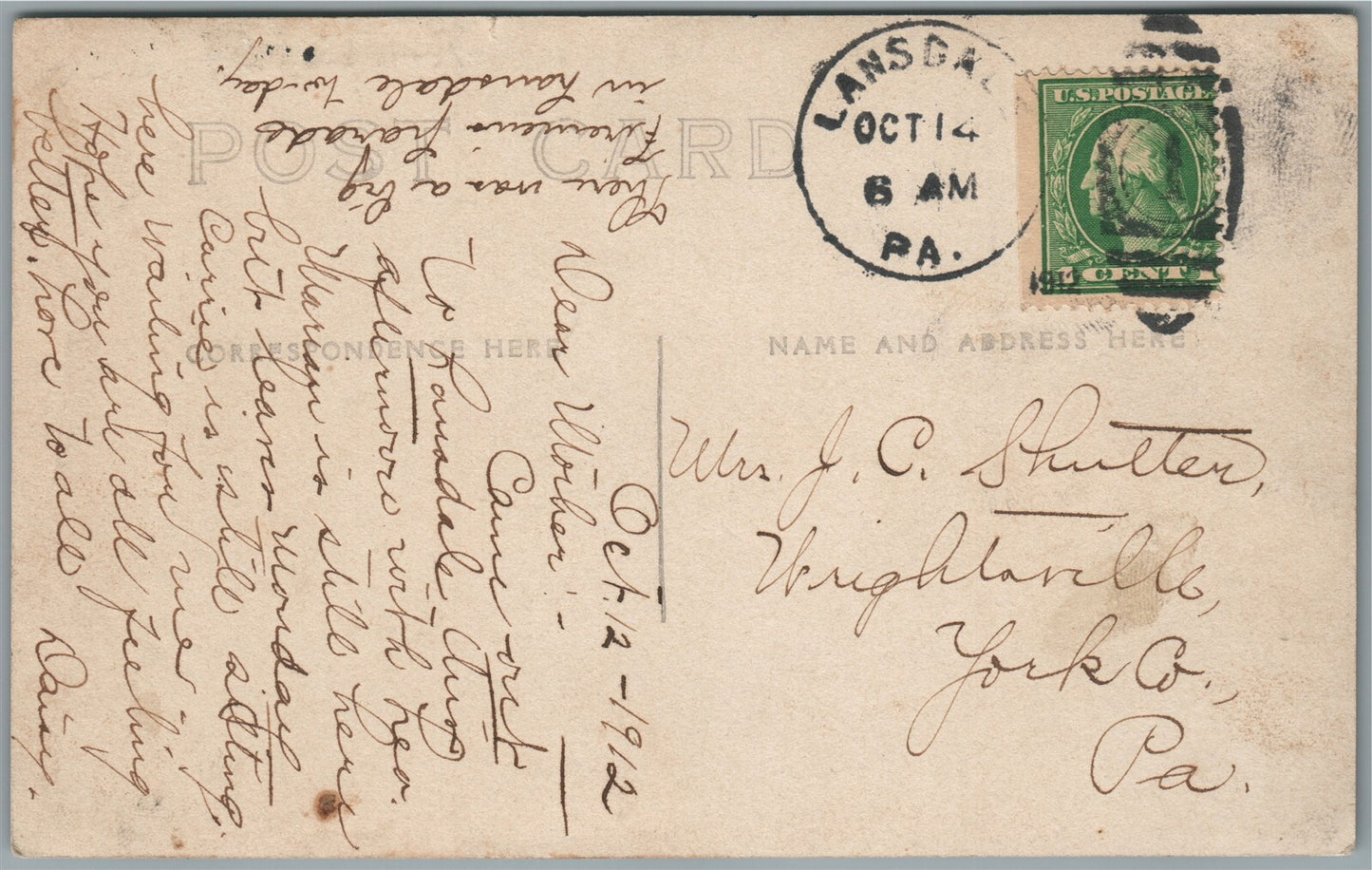 LANSDALE PA GENERAL VIEW ANTIQUE REAL PHOTO POSTCARD RPPC