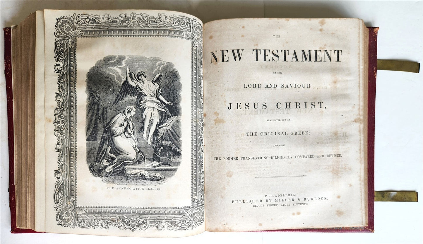 1860s BIBLE in ENGLISH FOLIO FINE GILT MOROCCO BINDING antique AMERICANA