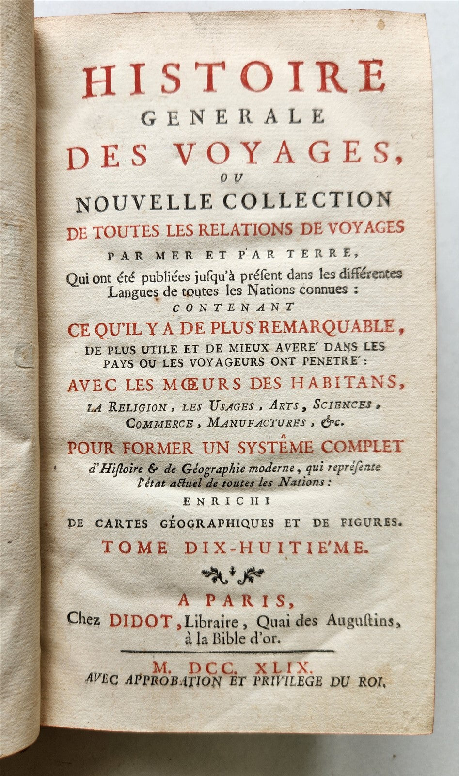 1749 HISTOIRE des VOYAGES antique vol. 18 CHINA & AFRICA illustrated MOZAMBIQUE