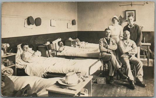 BRITISH WWI ERA MILITARY HOSPITAL ANTIQUE REAL PHOTO POSTCARD RPPC
