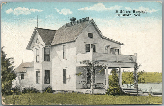 HILLBORO WI HOSPITAL ANTIQUE POSTCARD