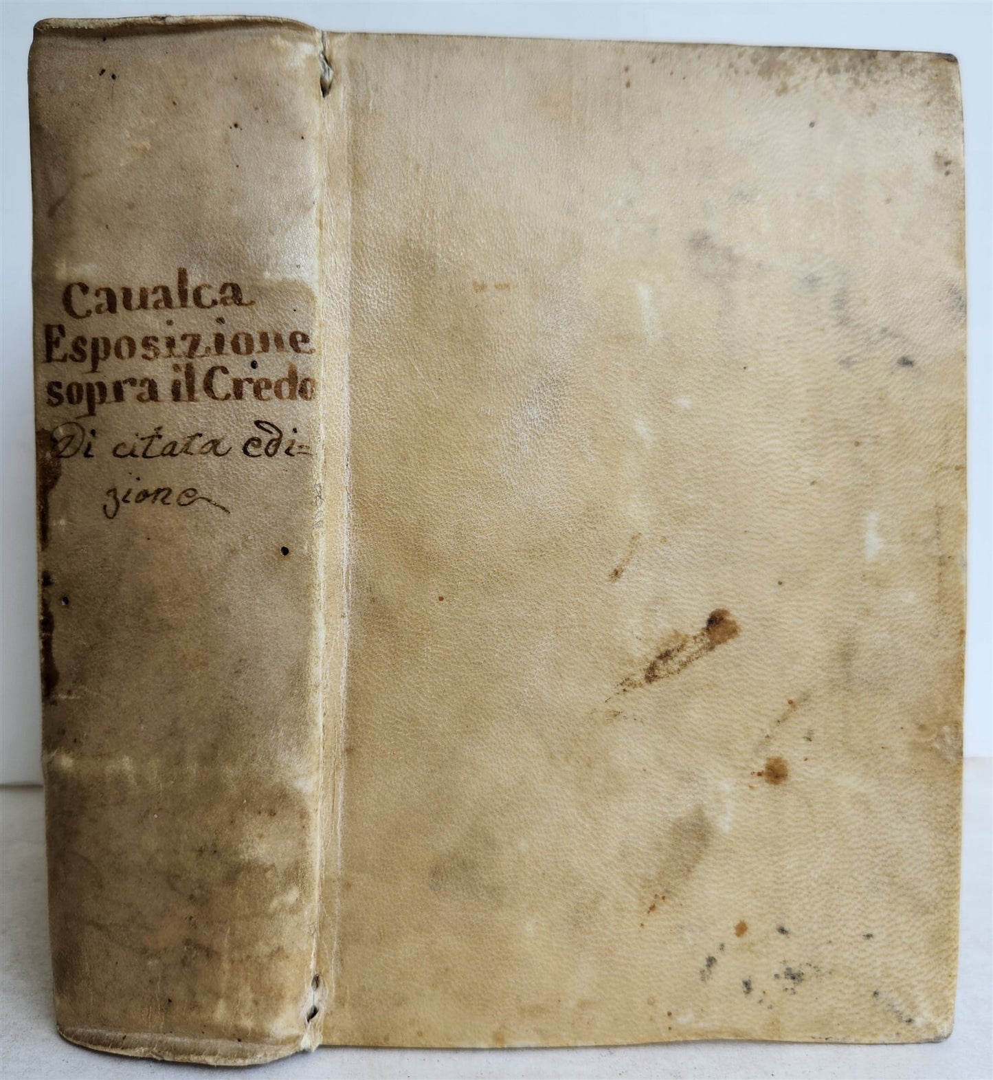 1550 EXPOSITION ON THE CREED antique 16th CENTURY vellum binding