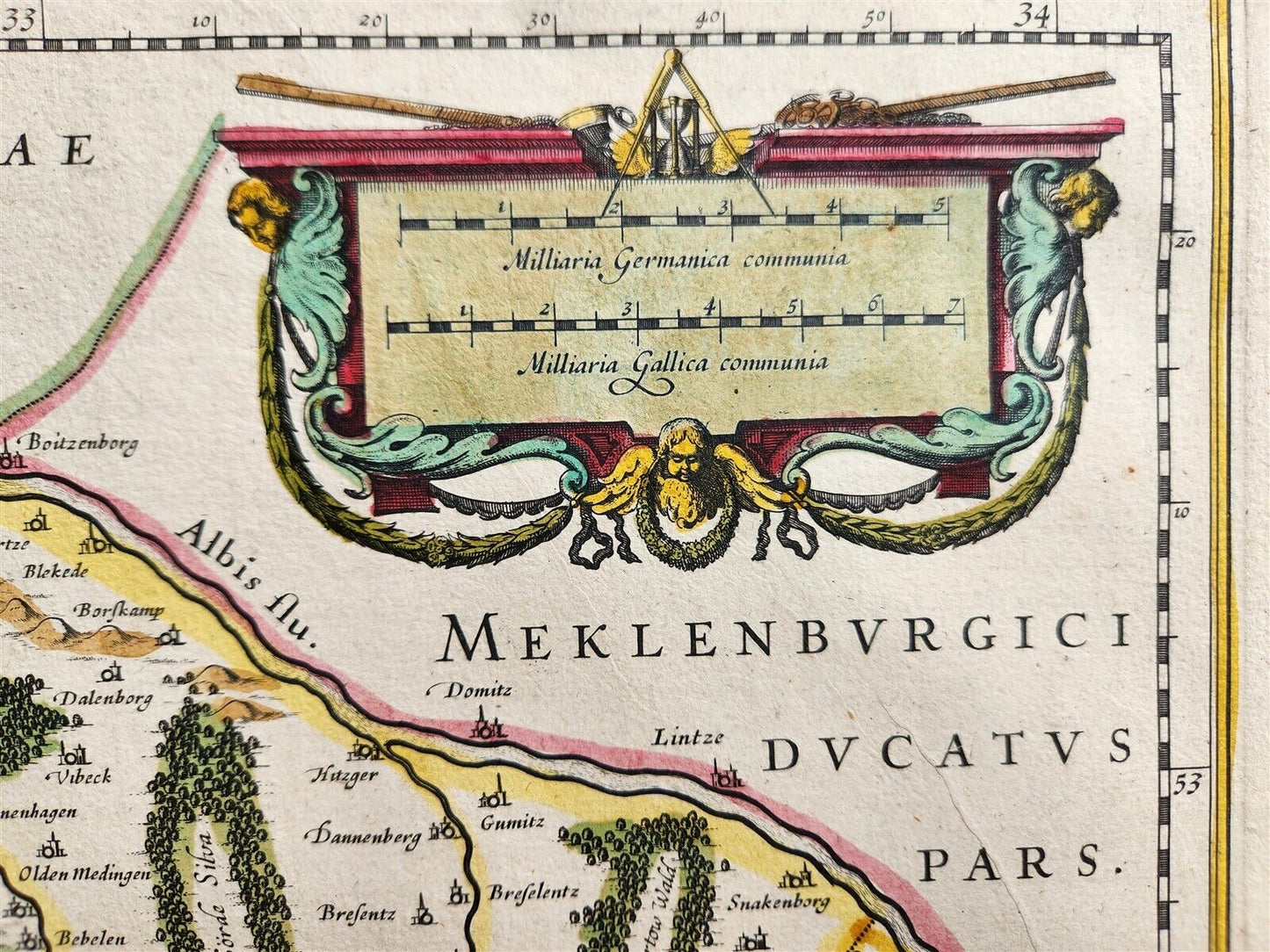 1640 MAP of GERMANY LUNEBURG by WILLEM BLAEU antique AUTHENTIC hand colored
