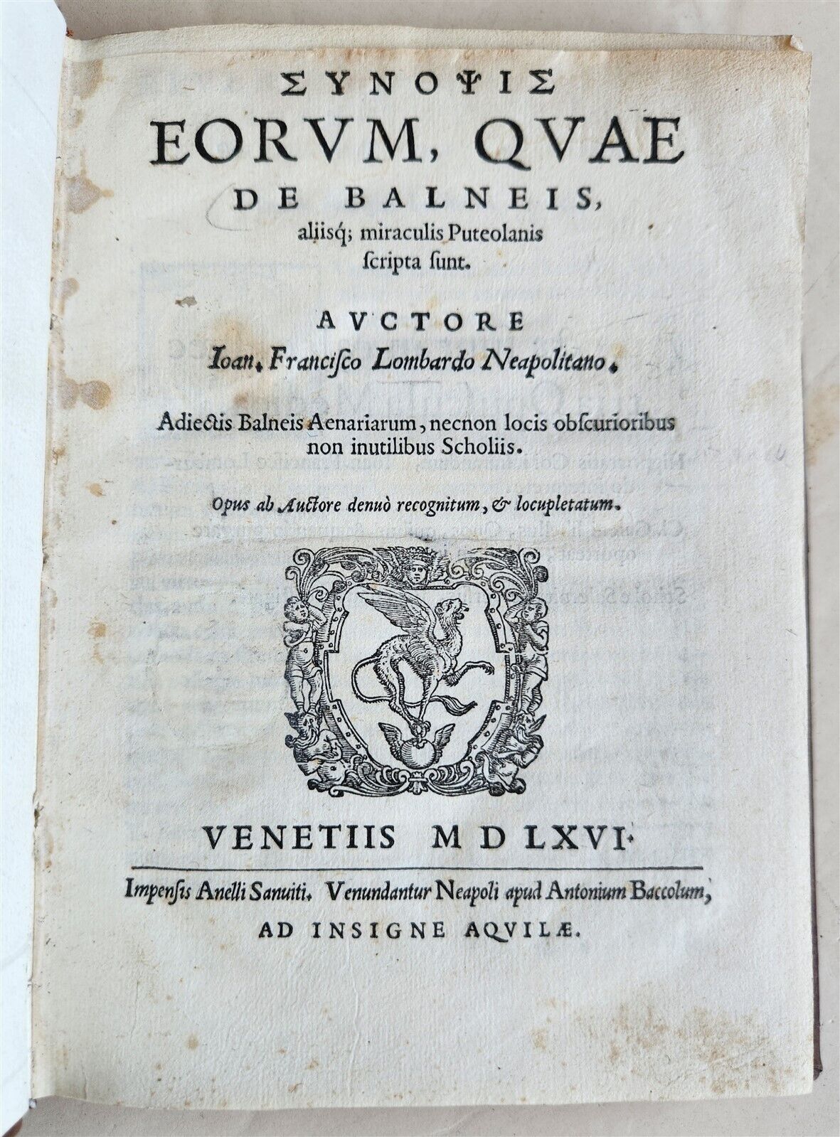 1566 Baths & other wonders of Puteoli by Lombardi antique