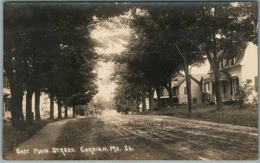 CORNISH ME EAST MAIN STREET ANTIQUE REAL PHOTO POSTCARD RPPC