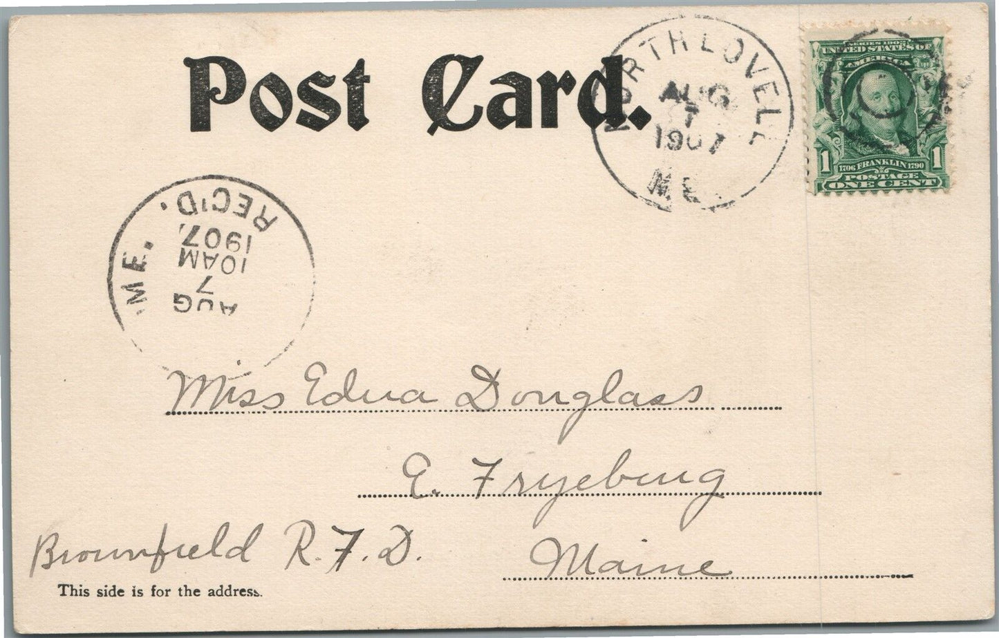 LOVELL ME LOWER MAIN STREET ANTIQUE POSTCARD