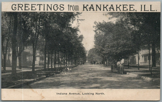 KANKAKEE IL INDIANA AVE. ANTIQUE POSTCARD