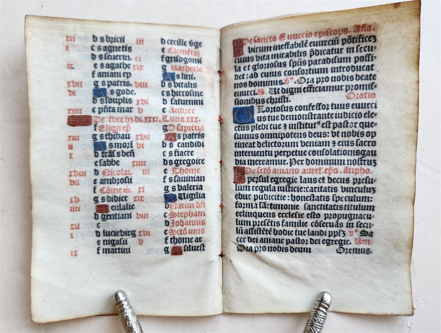 1519 BOOK OF HOURS PRINTED on VELLUM FRAGMENT antique POST-INCUNABULA scarce