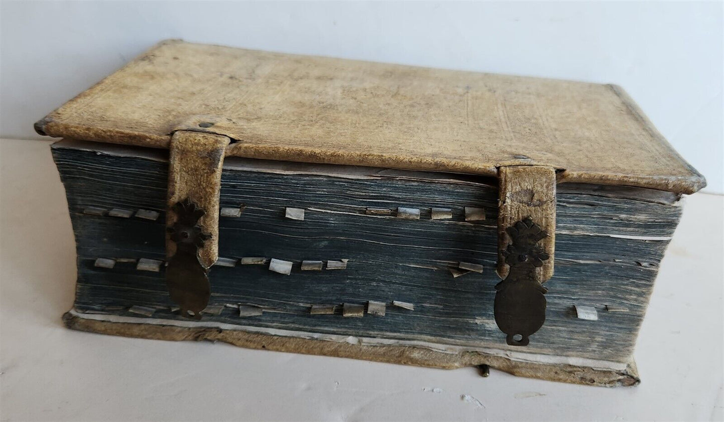 1713 CORPORIS JURIS CIVILIS antique BLIND-STAMPED PIGSKIN BINDING law book