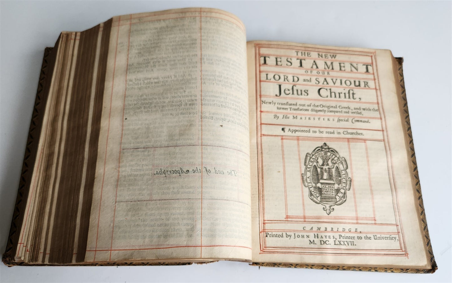 1677 BIBLE in ENGLISH OLD & NEW TESTAMENT antique Cambridge John Hayes